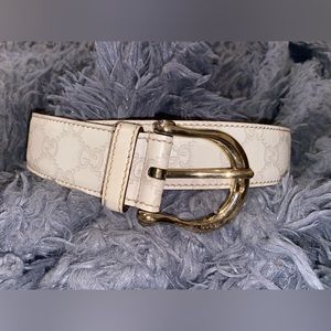 Cream/Beige Gucci Monogram Belt